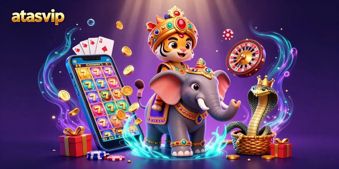 Experience exhilarating gaming with the atasvip platform featuring unique characters and vibrant casino elements.