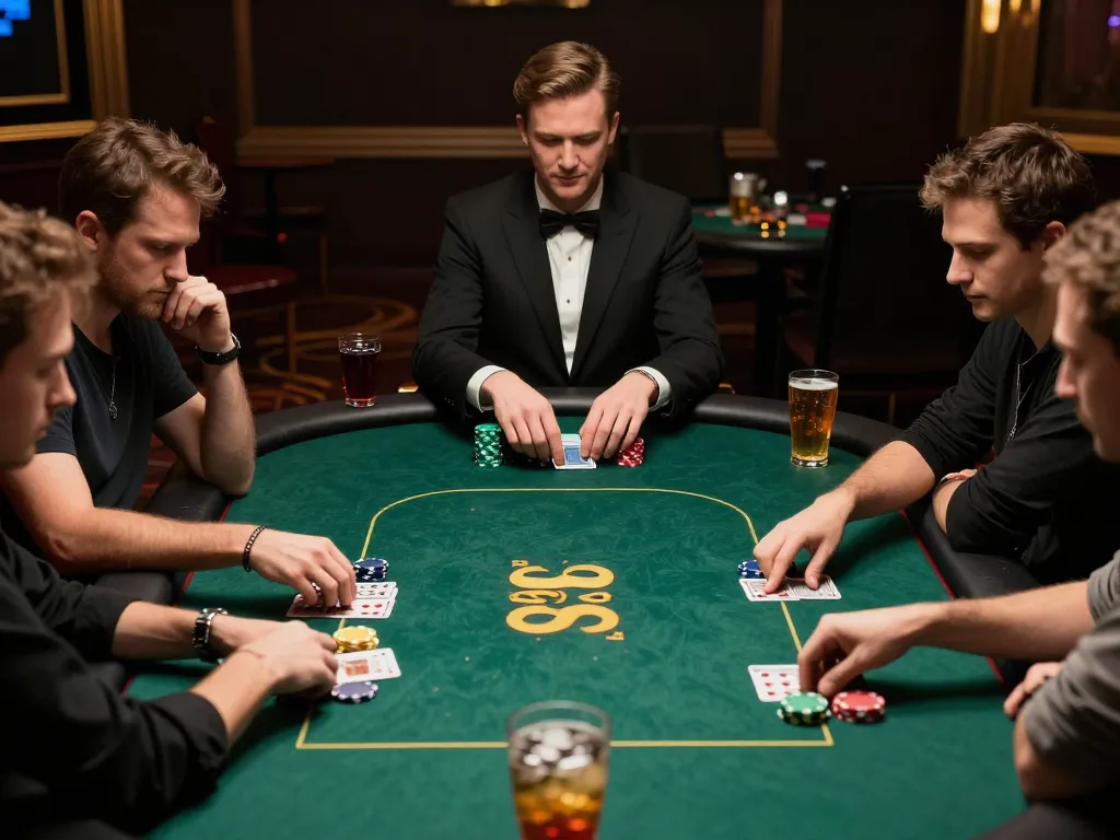 Intense poker gameplay at Casino da88 showcasing players' focus and unique ambiance