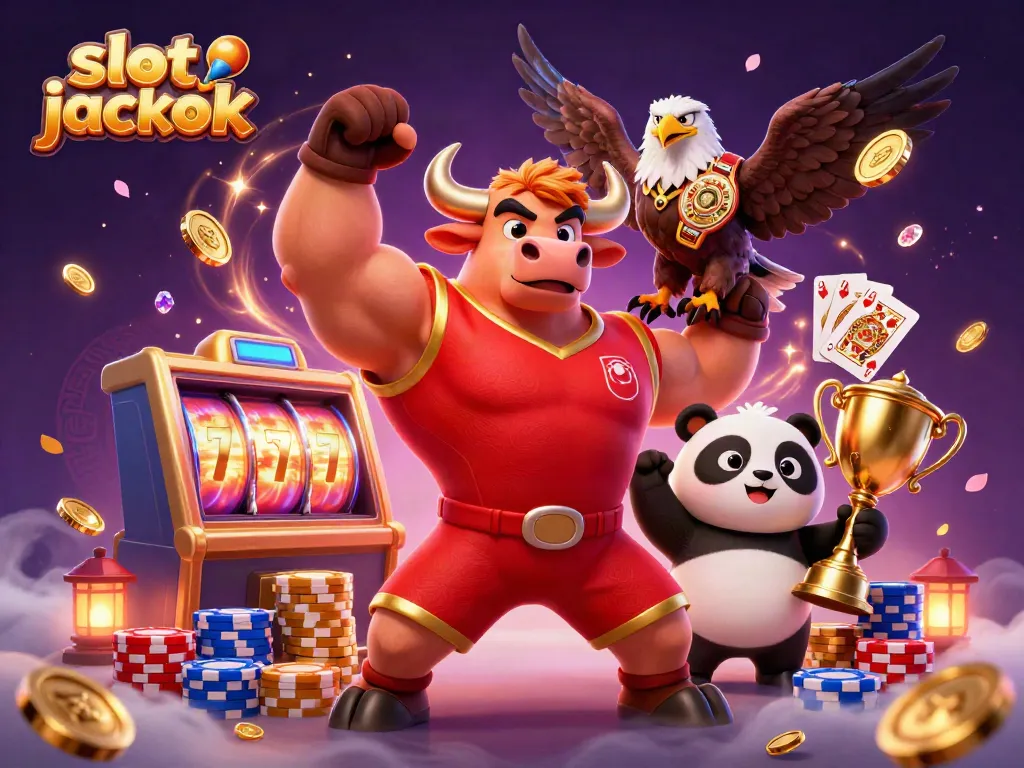Experience the excitement of the slot jackpot with a vibrant 3D casino scene featuring dynamic characters and elements.