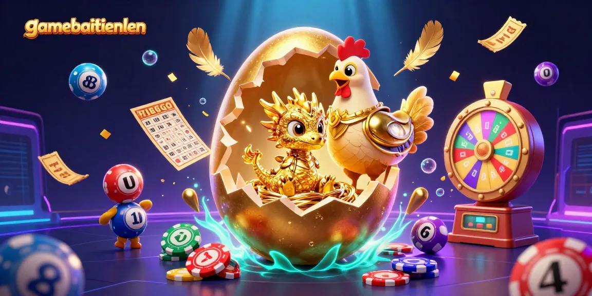 Engage in gamebaitienlen with a stunning dragon revealing poker chips amidst vibrant lottery elements.