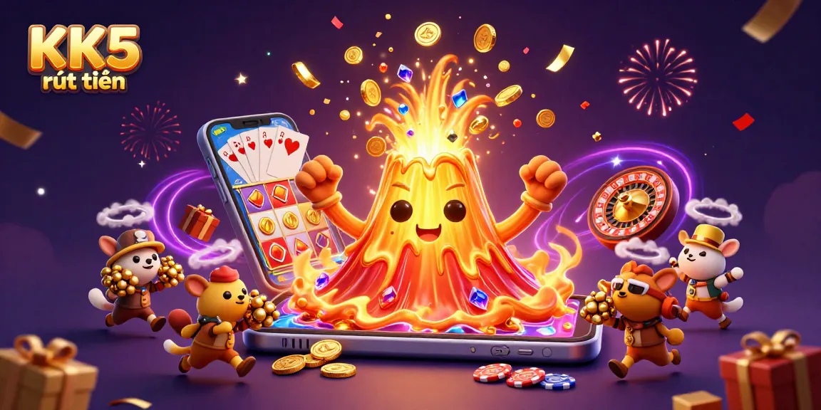 Experience KK5 rút tiền with adventure, as treasure erupts from the volcano and games come alive.