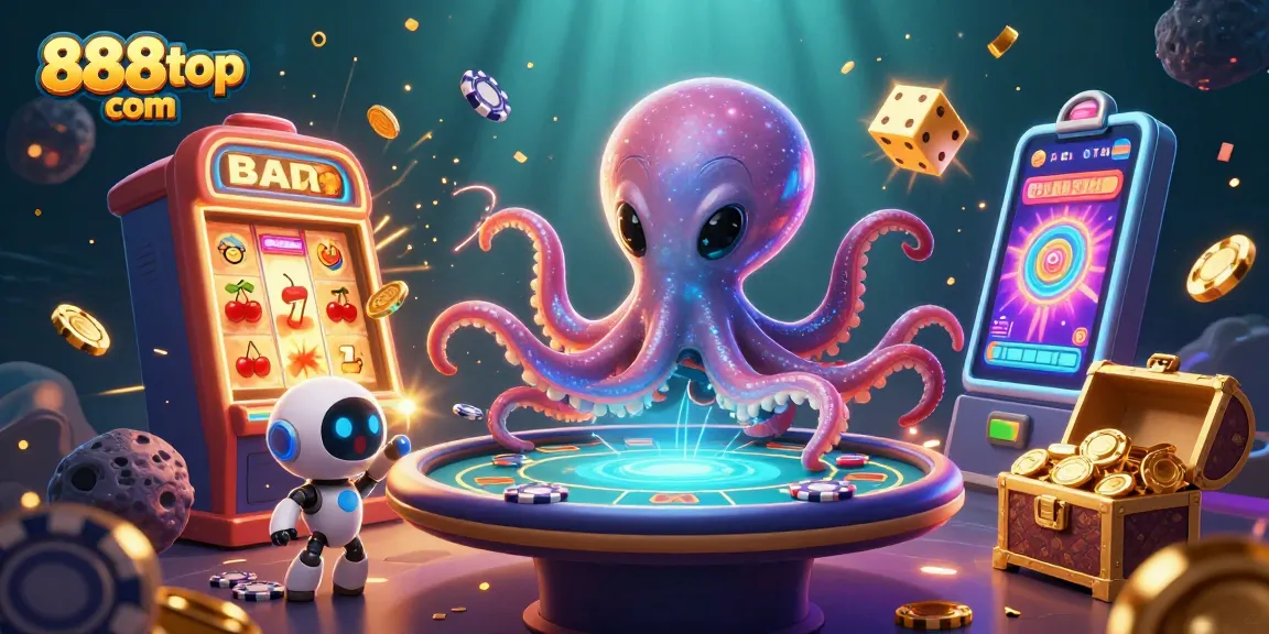Play exciting games at 888top com with a lively 3D alien casino scene and dynamic gambling elements.