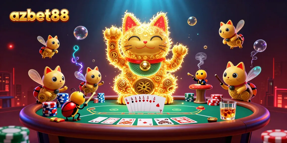 Play exciting games with azbet88's dynamic casino elements featuring the lucky cat.