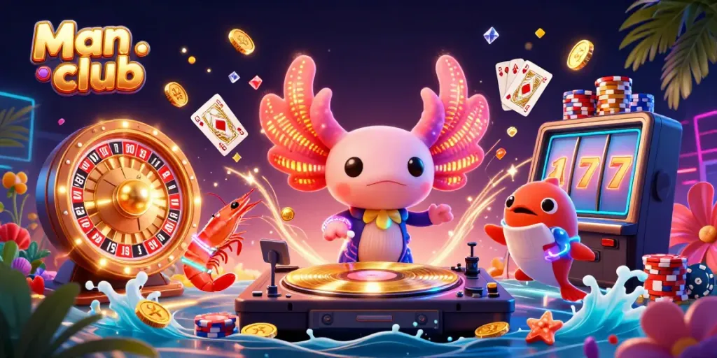 Engage in thrilling gameplay at Man club with colorful casino elements and fun underwater characters.