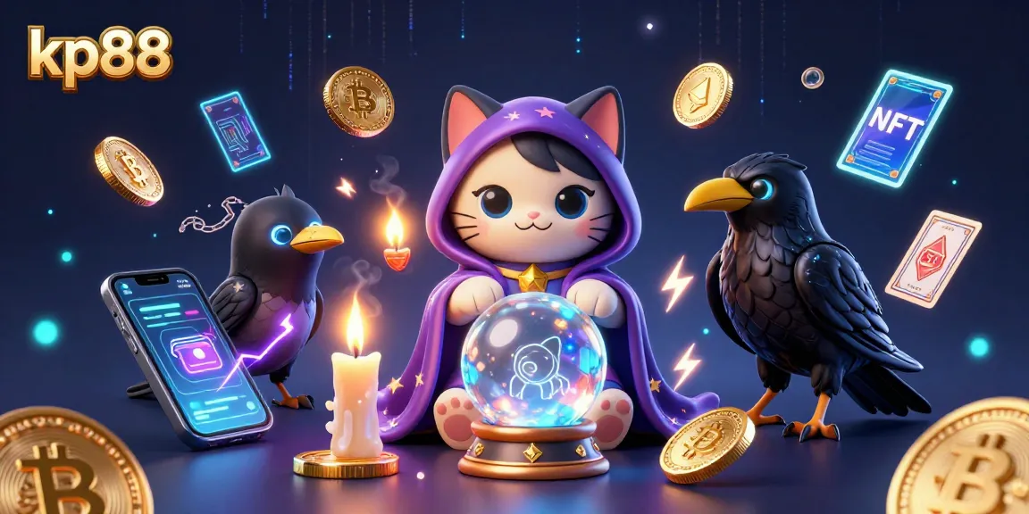 Engage in thrilling experiences at kp88 casino with a mystical fortune teller and vibrant digital elements.