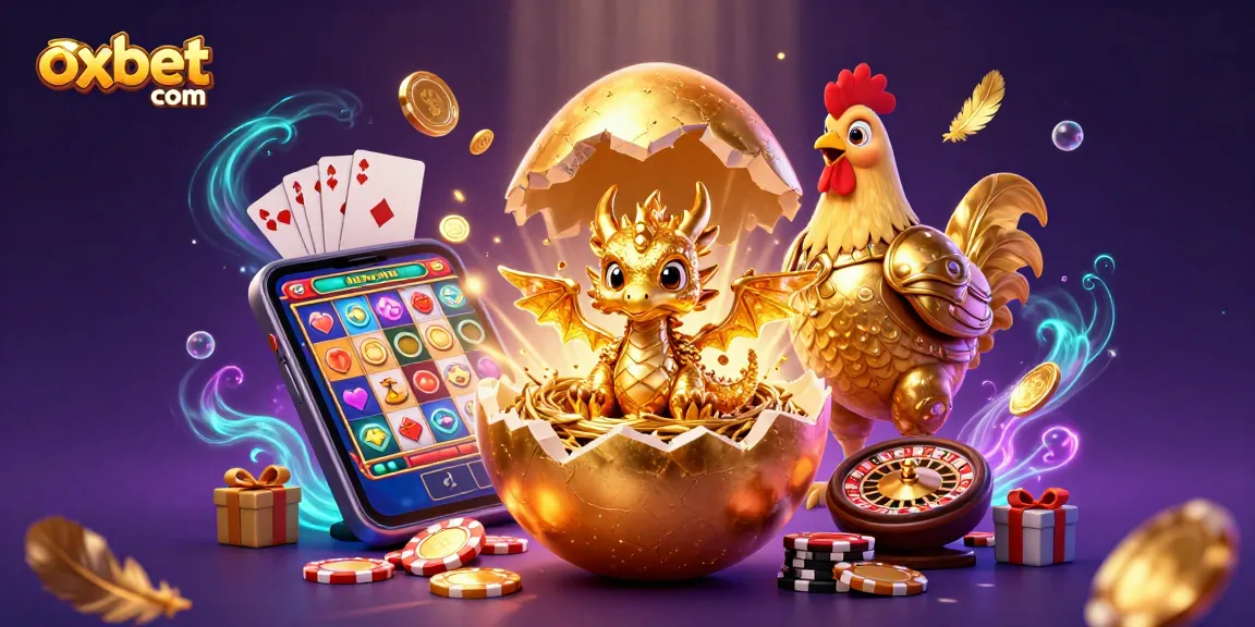 Experience thrilling gameplay at oxbet com with a majestic golden dragon and casino elements.