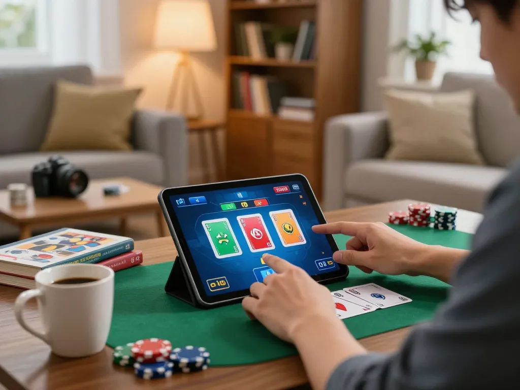 Engaging in a strategic game of poker online at home in a cozy setting, red88 highlights excitement and comfort.