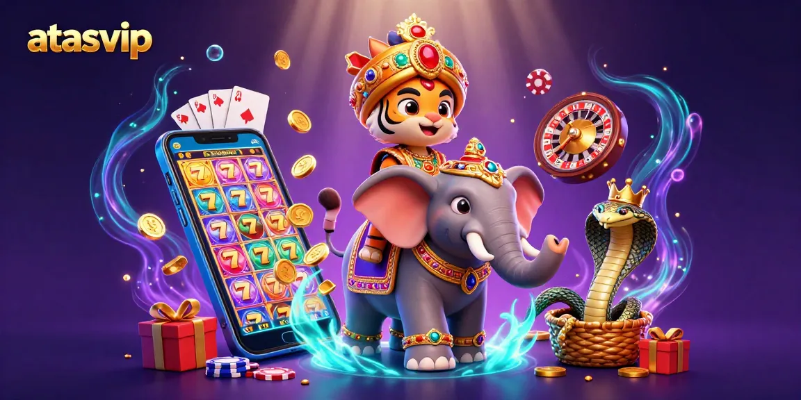 Experience exhilarating gaming with the atasvip platform featuring unique characters and vibrant casino elements.