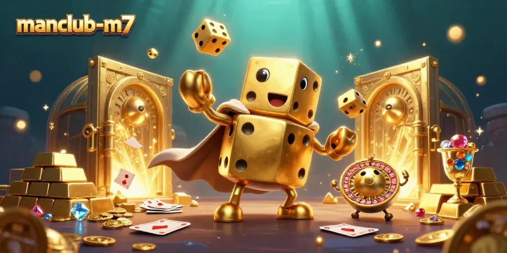Experience thrilling games at manclub-m7 with golden dice and dynamic casino elements.