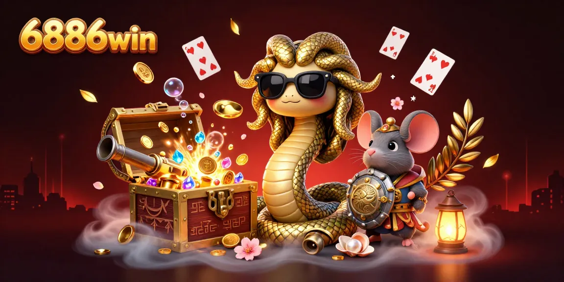 Experience the thrill of 6886win with a lively gaming scene full of dynamic characters and casino elements.