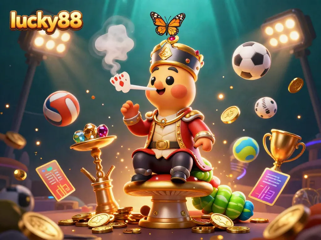 Engage in thrilling gameplay at lucky88 with a vibrant illustration showcasing a fun casino atmosphere filled with dynamic sports elements.