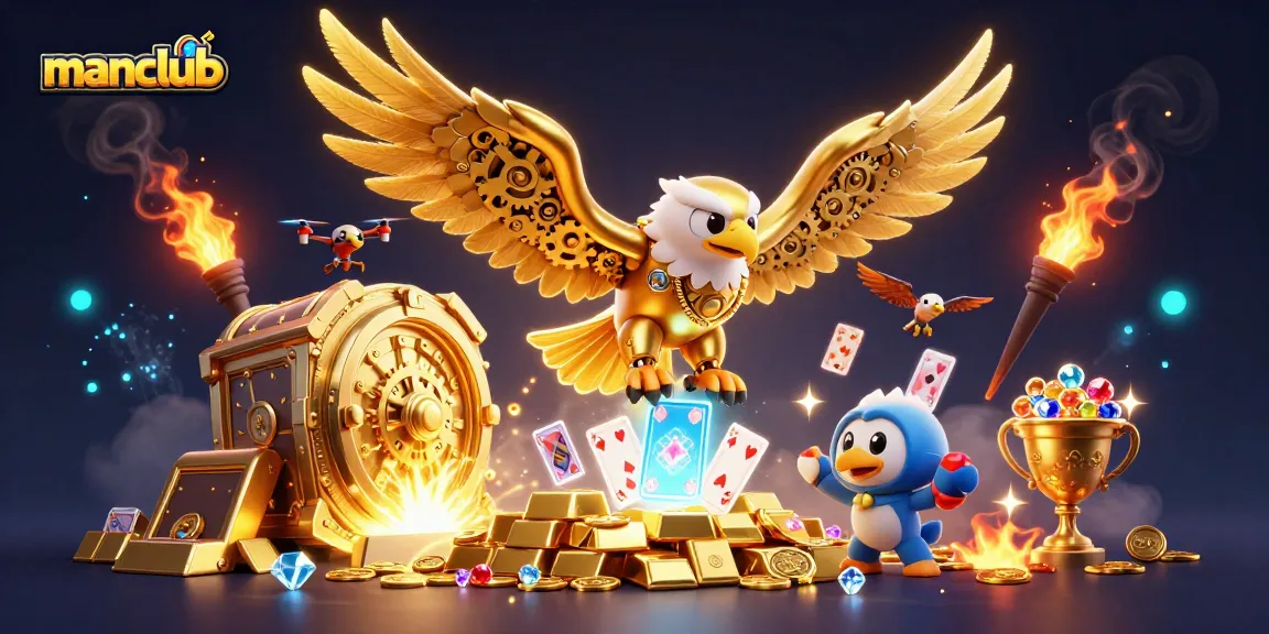 Experience the excitement of manclub casino games with dynamic holographic elements and treasure in 3D.