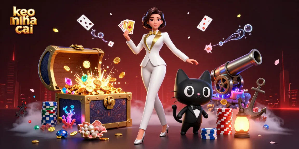Engaging scene showcasing keo nha cai strategies with a glamorous dealer, poker chips, and animated gaming elements.