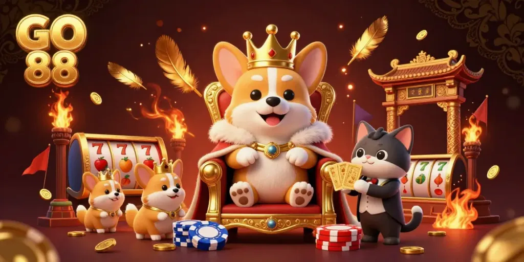 Experience the thrilling GO 88 casino world with lively characters and dynamic gaming elements.