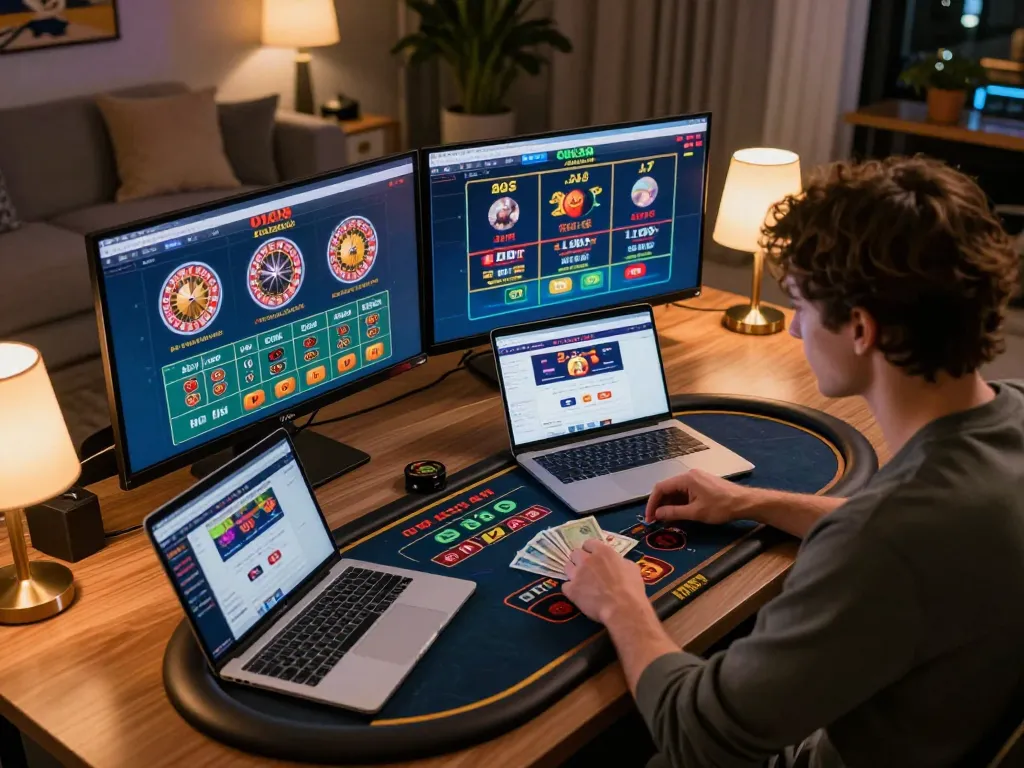 Engaging gameplay at da88 online casino with multiple screens displaying games and strategies.
