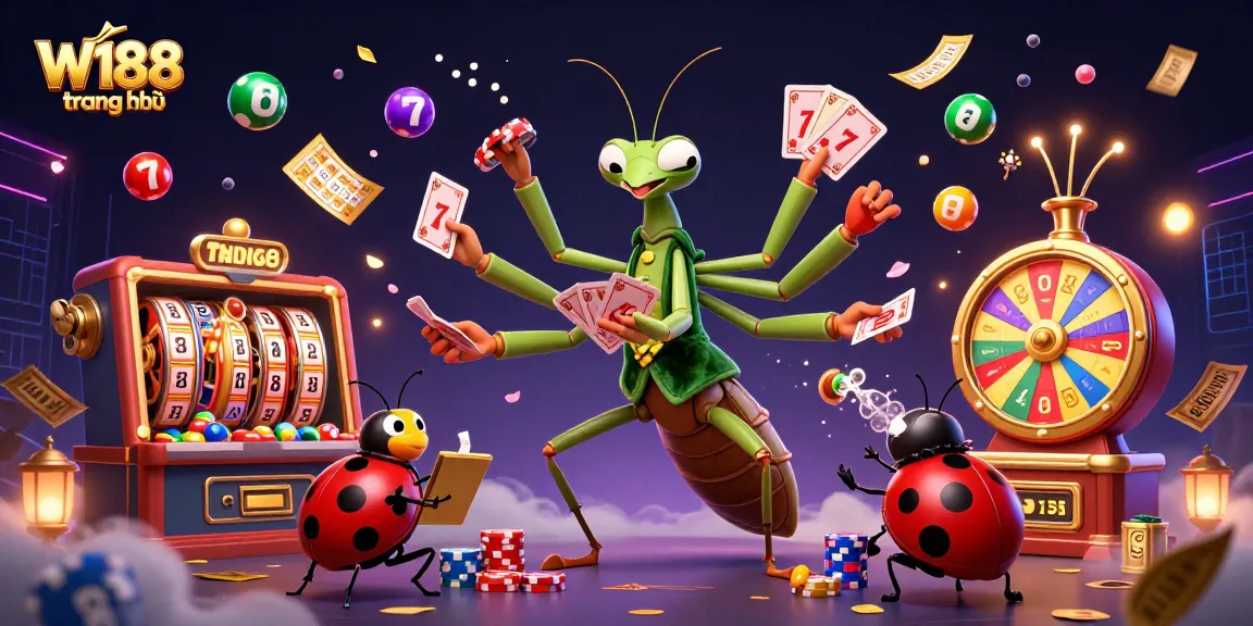 Engage with exciting gaming elements in vibrant W188 trang chủ casino illustration.