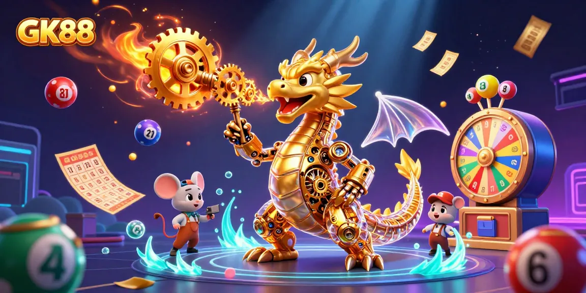 Engage with GK88 by experiencing the thrilling visuals of a dragon and game elements in a casino.