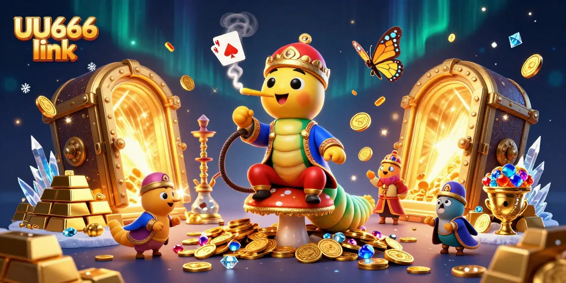 Spin to win with the UU666 link in this vibrant casino-themed digital illustration showcasing exciting game elements.