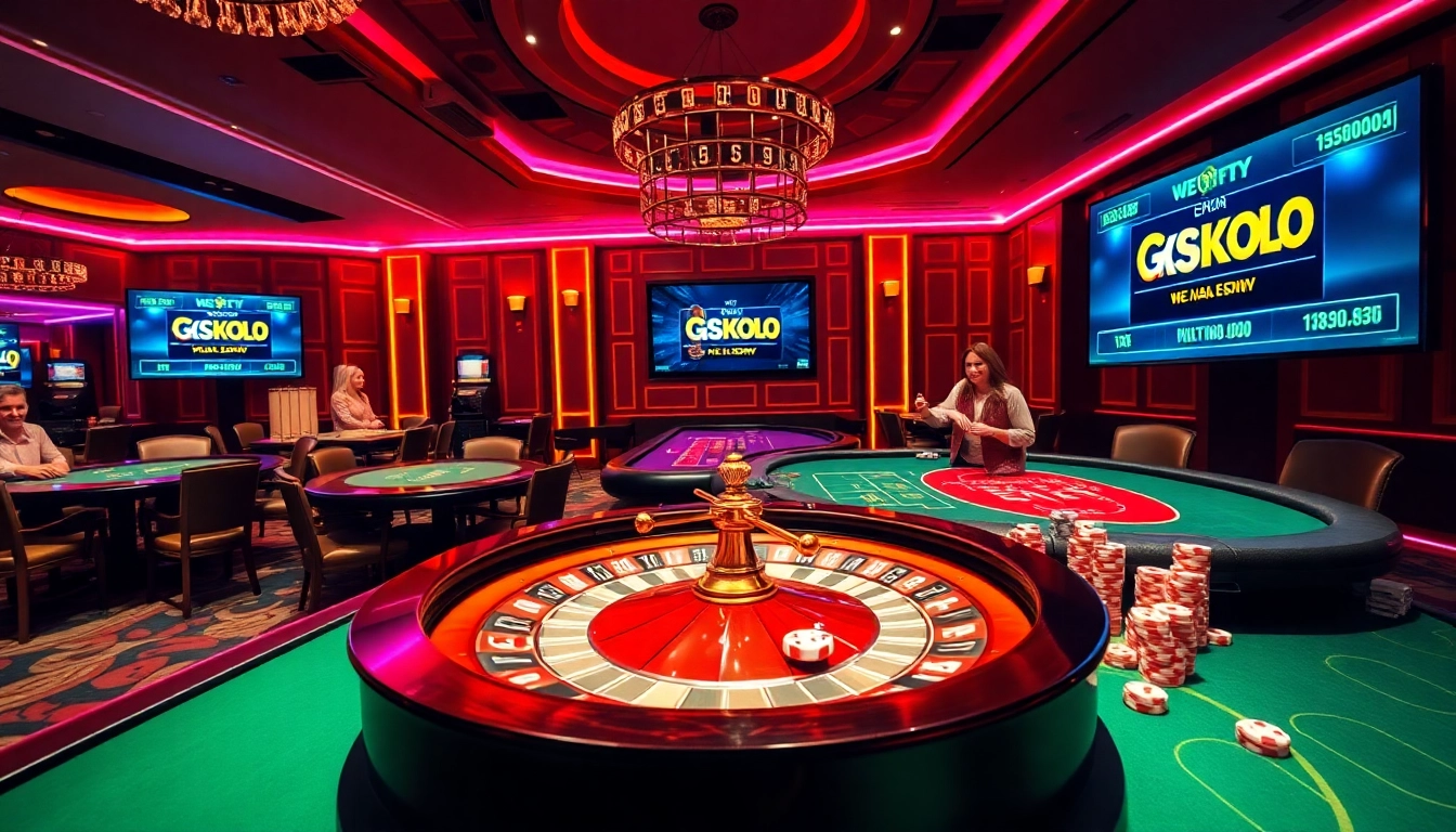 Engaging scene of casino excitement at https://gk88.bond/ featuring roulette, poker, and players winning bets.