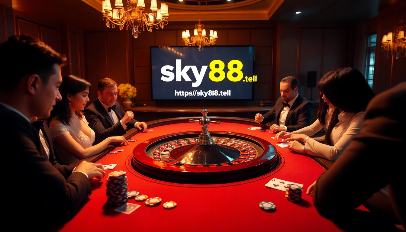 Experience the thrill of winning at https://sky88.tel/ with an exciting roulette game and players in action.