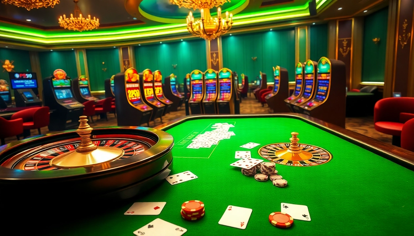 Players engaging at the PS99 online casino, enjoying roulette and slots in an elegant setting.